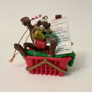 Vtg 1997 Looney Tunes Taz Tasmanian Devil Shopping Basket Ornament